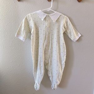 Vintage Cotton Baby PJ with Snap Enclosure and Embroidered Collar
